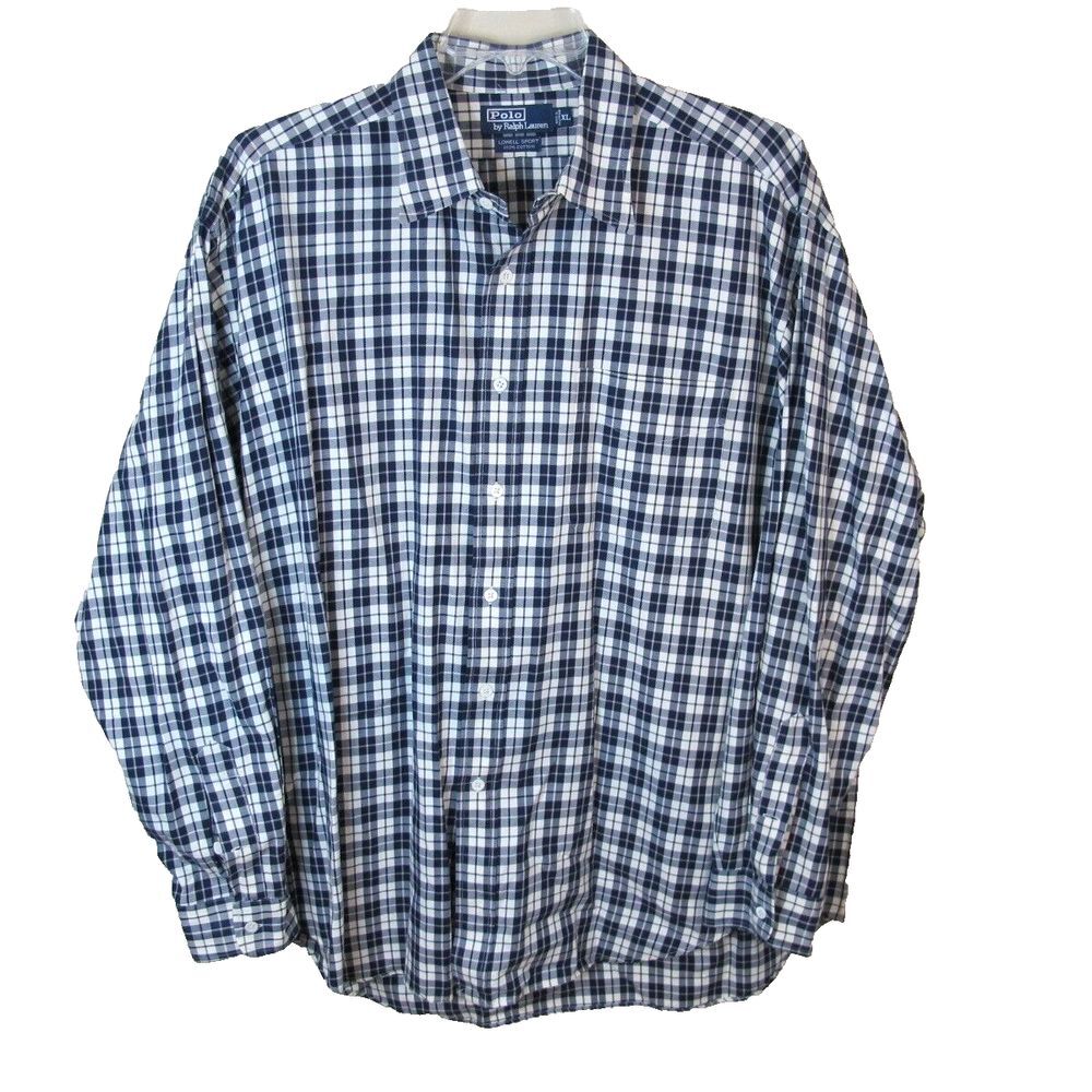 Polo Ralph Lauren Lowell Sport Men's Long Sleeve Button Up Shirt XL Blue‎ Check